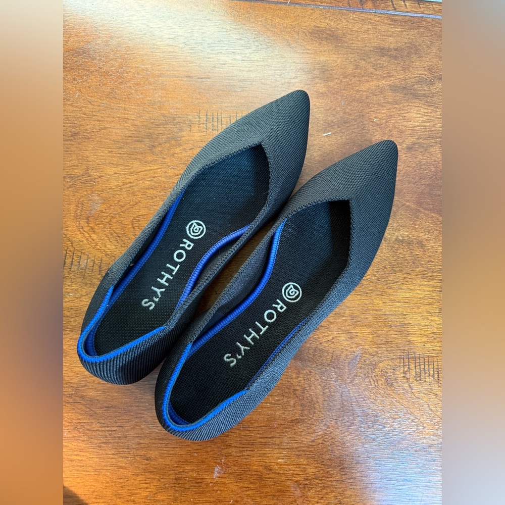 Rothy’s The Point Black Canvas Flats in Size 8.5